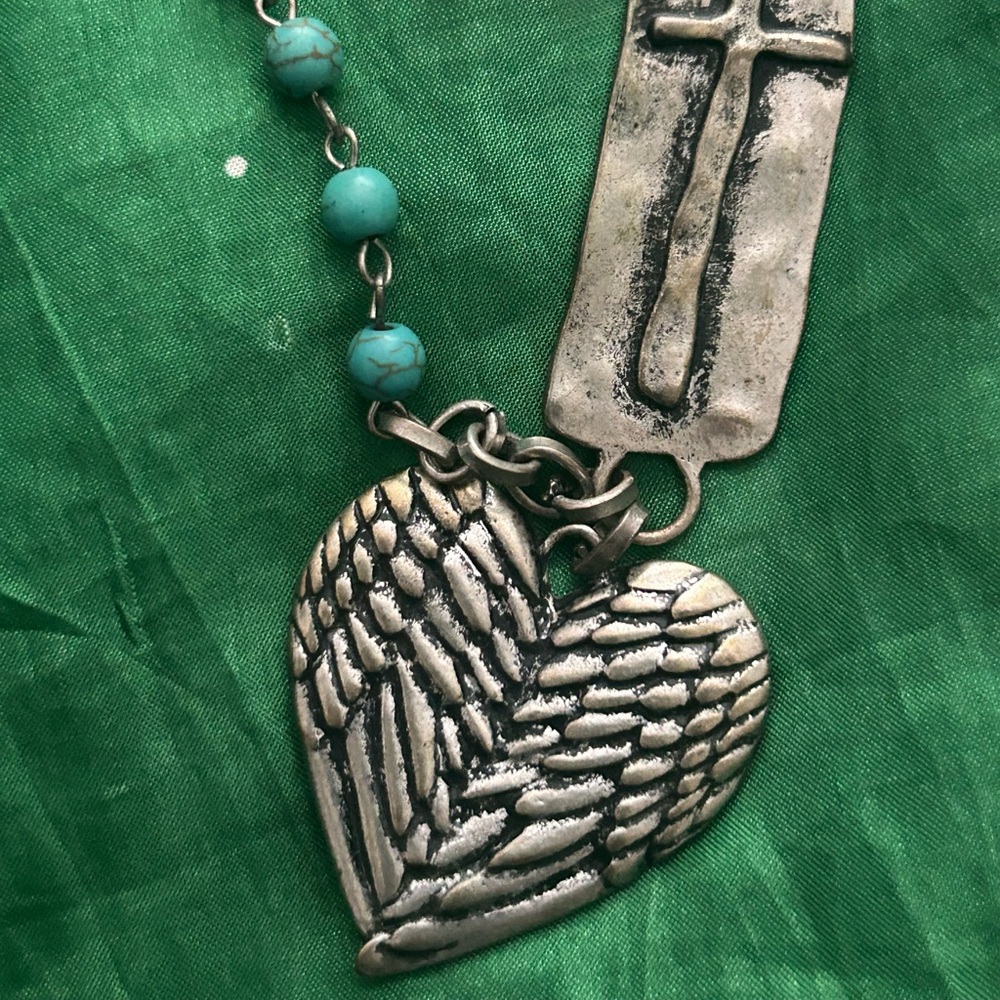 Two necklaces, beads, cross, fashion jewelry